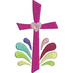 Stickdatei - Kreuz Regenbogentropfen